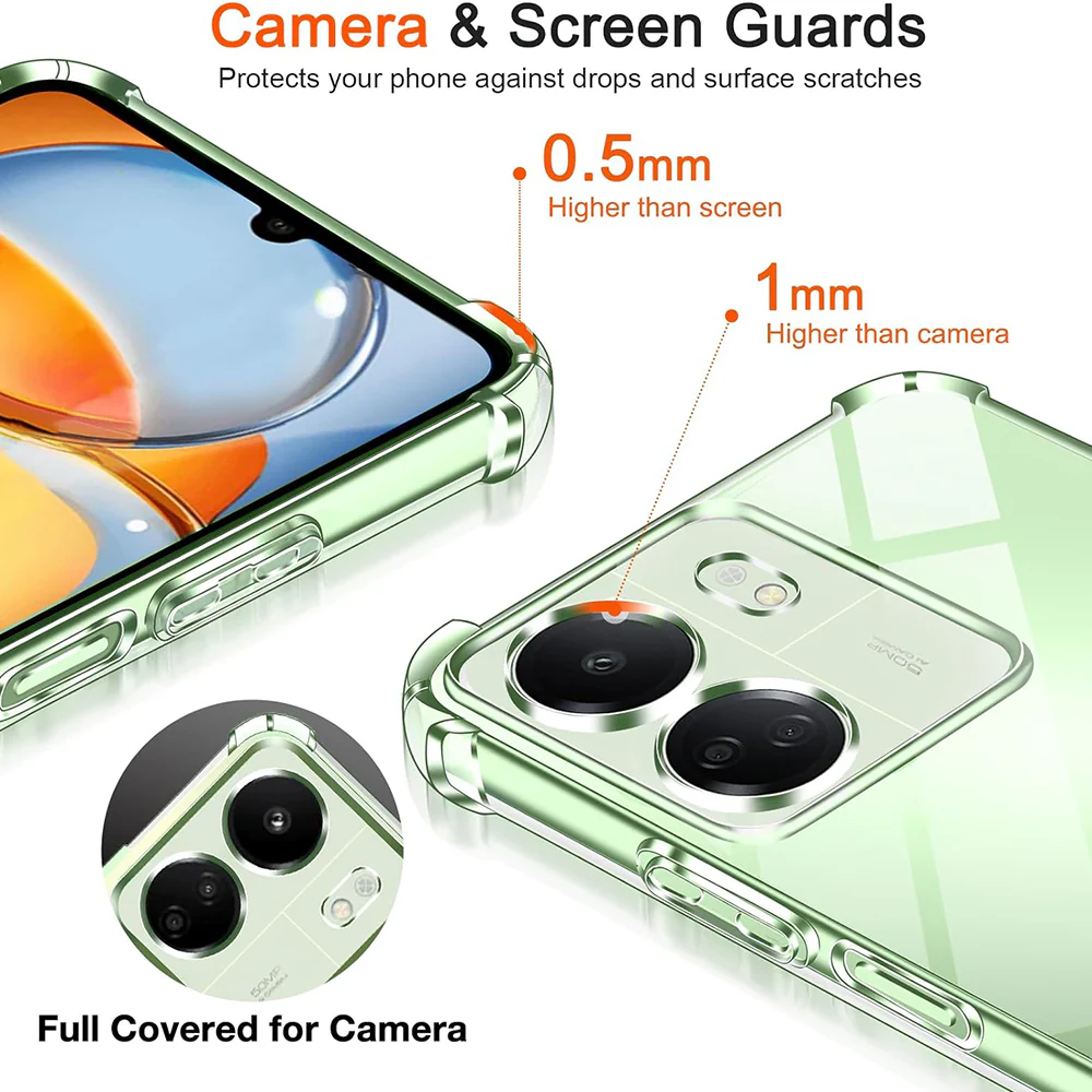 Camera Protection Case for Xiaomi Poco C65 / Redmi 13C, Techsuit, Shockproof Clear, Transparent - Image 5