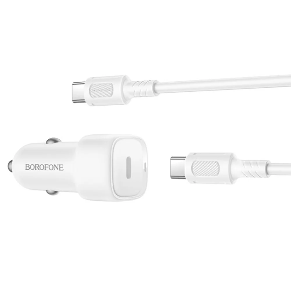 Car Charger with USB-C Cable Borofone BZ34A Cloud, 20W, 3A, 1 x USB-C, White - Image 2