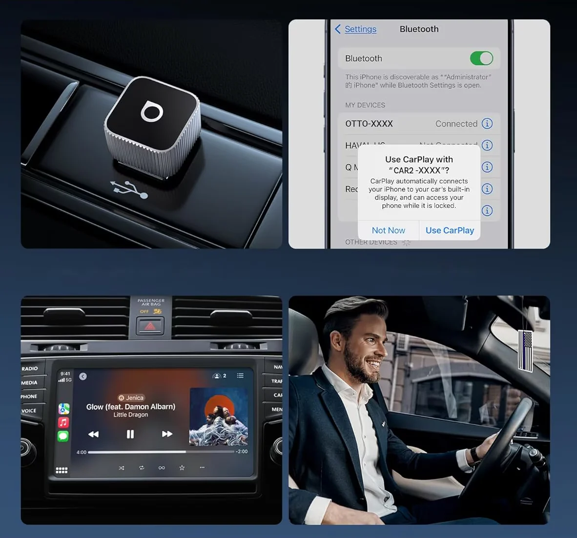 Carplay / Android Auto Wireless Adapter Ottocast Mini Cube Style B for Apple iPhone / Android Series CP88-T2 - Image 4