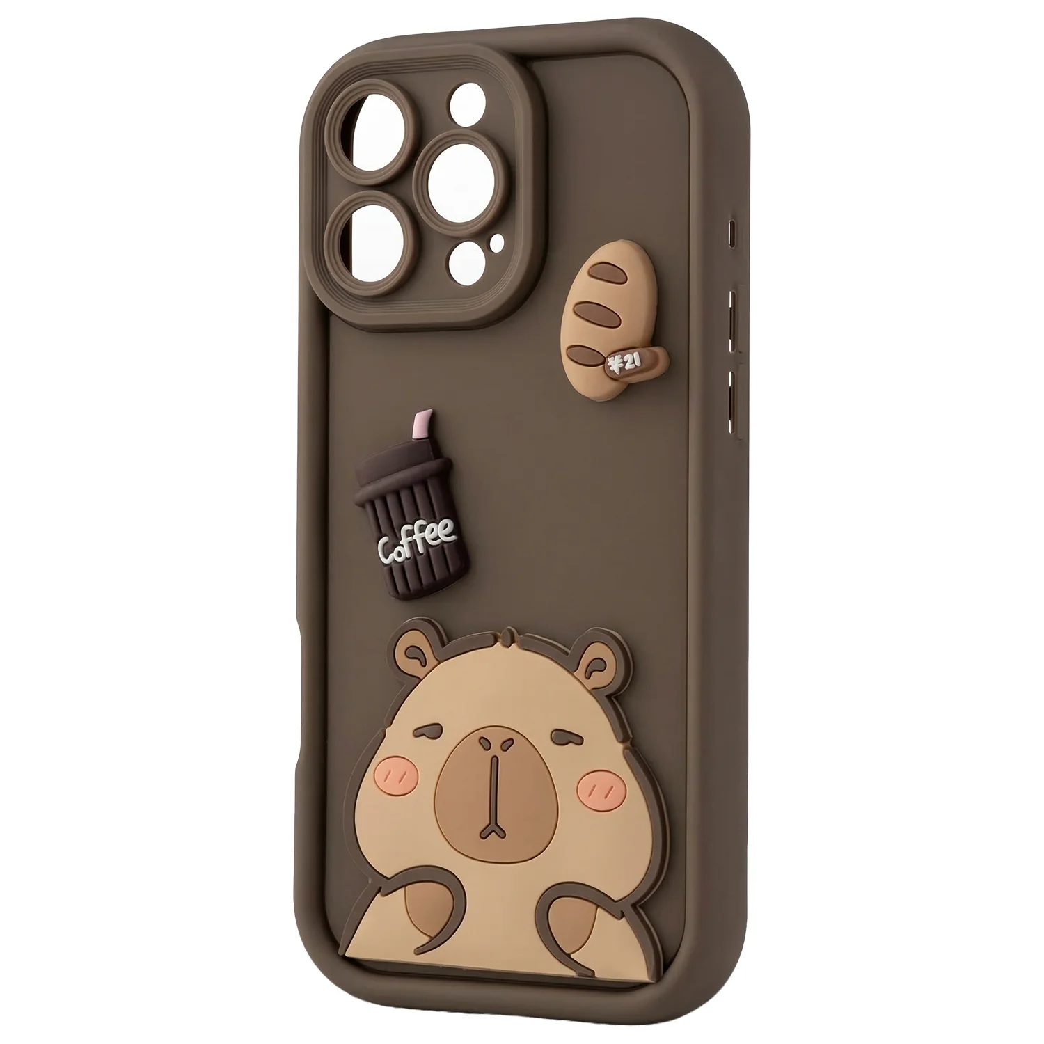 Case for Apple iPhone 12, OEM, Ultra Trendy 3D Capybara, Brown - Image 3
