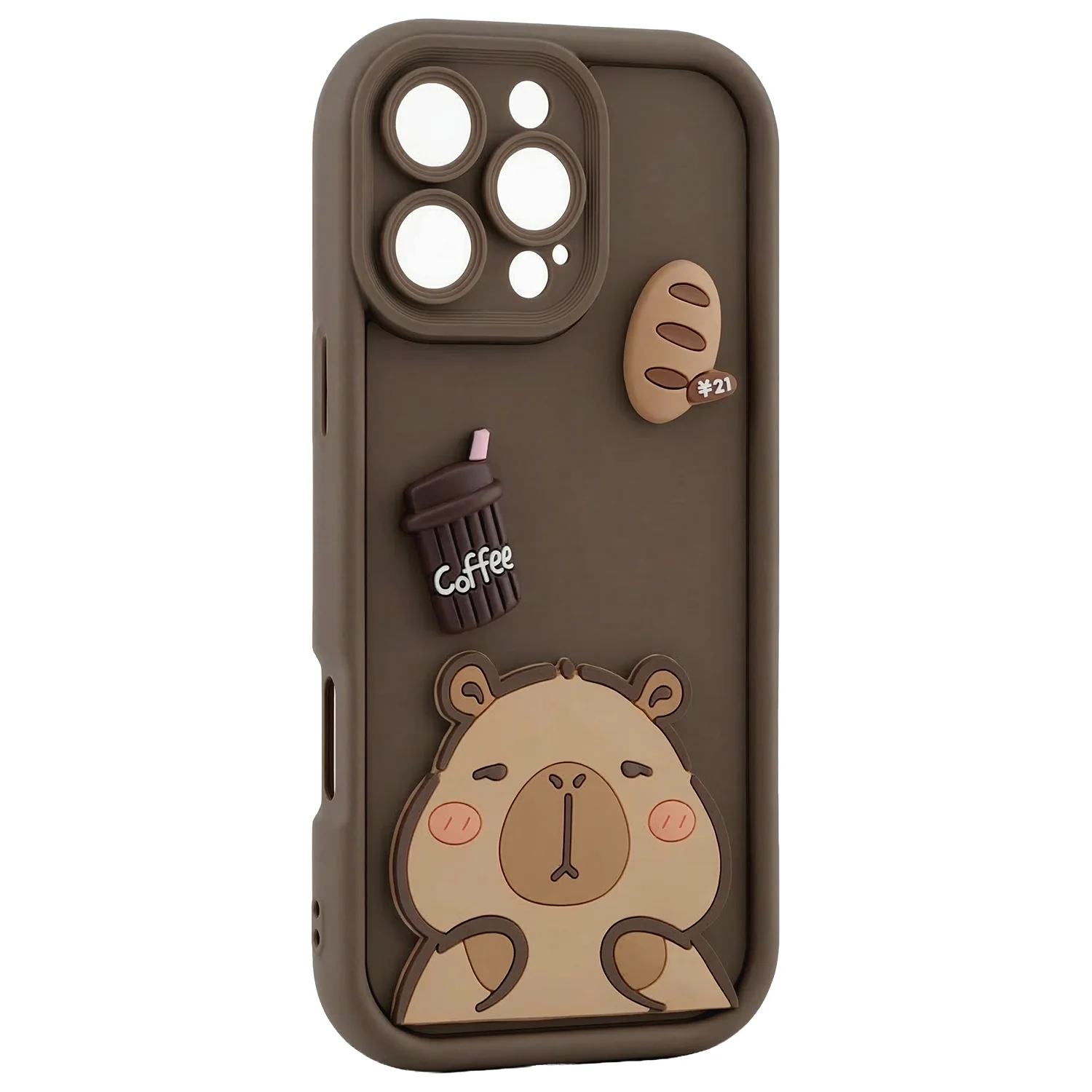 Case for Apple iPhone 12, OEM, Ultra Trendy 3D Capybara, Brown - Image 4