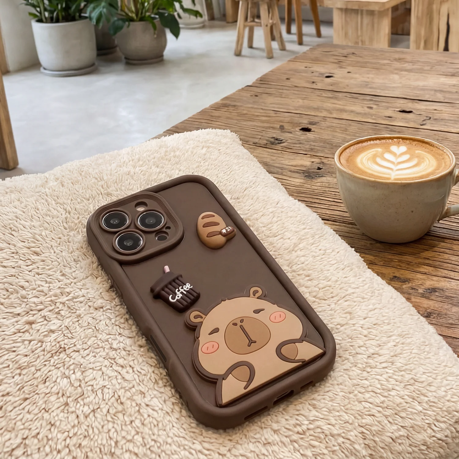 Case for Apple iPhone 12, OEM, Ultra Trendy 3D Capybara, Brown - Image 7