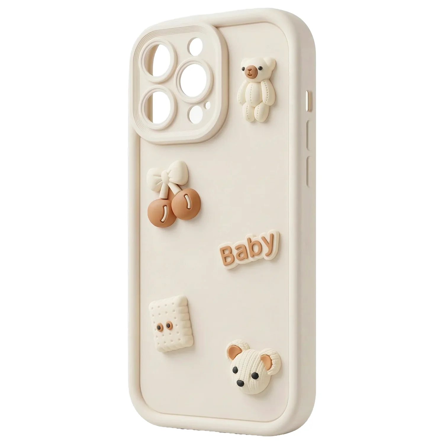 Case for Apple iPhone 13, OEM, Ultra Trendy 3D Bear, Beige - Image 3