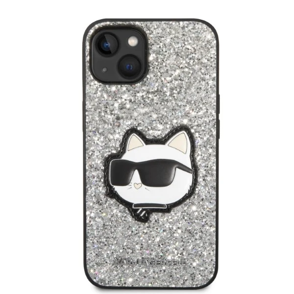 Case for Apple iPhone 14, Karl Lagerfeld, Glitter Choupette Patch, Silver - Image 3