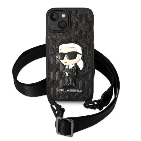 Case for Apple iPhone 14, Karl Lagerfeld, Monogram Ikonik Karl, Black - Image 2