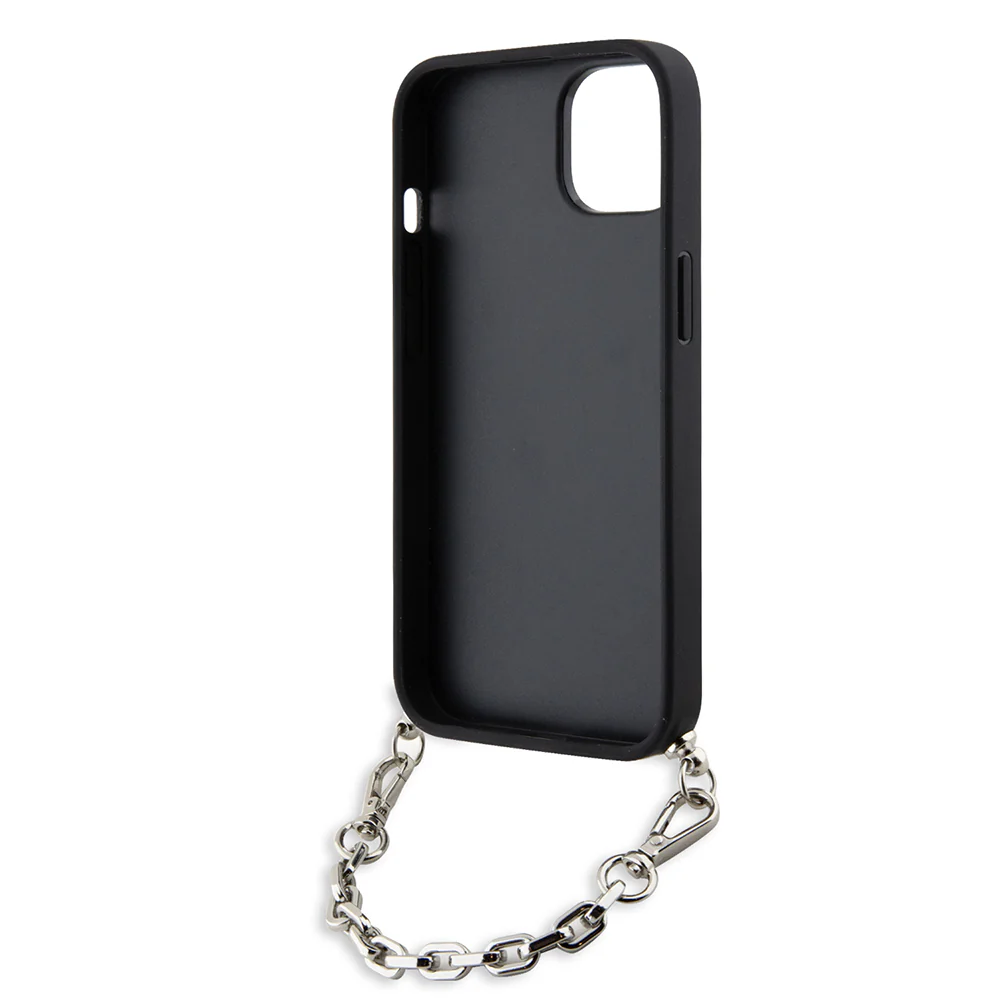 Case for Apple iPhone 14, Karl Lagerfeld, Saffiano Monogram Chain, Black - Image 4