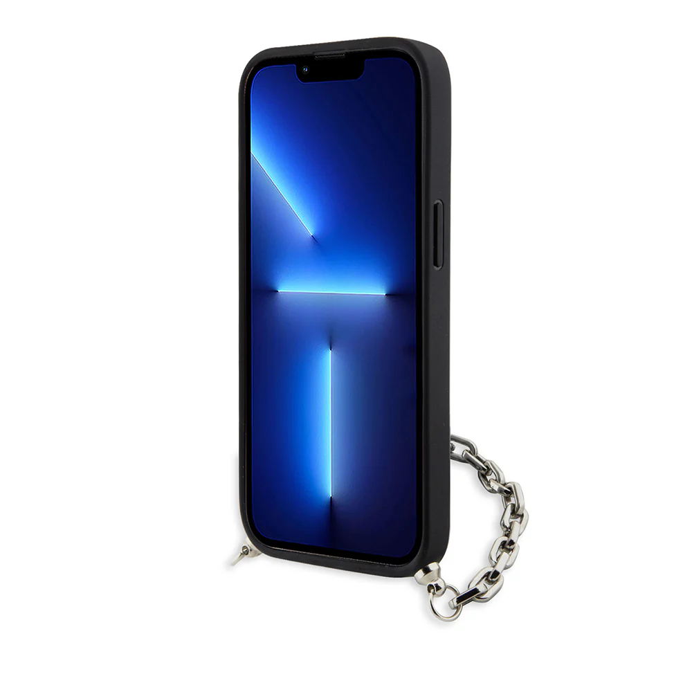 Case for Apple iPhone 14, Karl Lagerfeld, Saffiano Monogram Chain, Black - Image 5