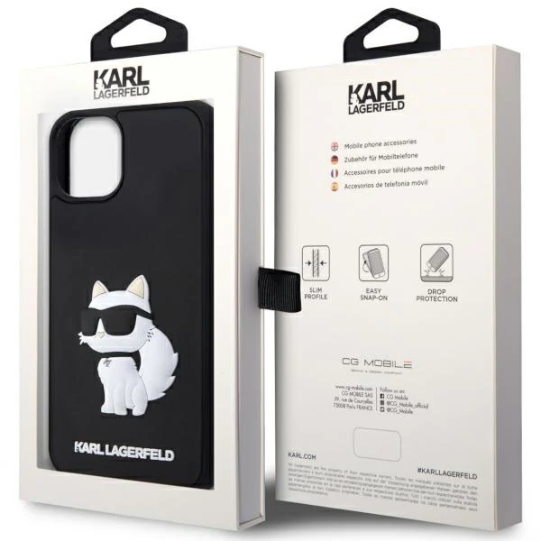 Case for Apple iPhone 14 Plus, Karl Lagerfeld, 3D Rubber Choupette, Black - Image 8