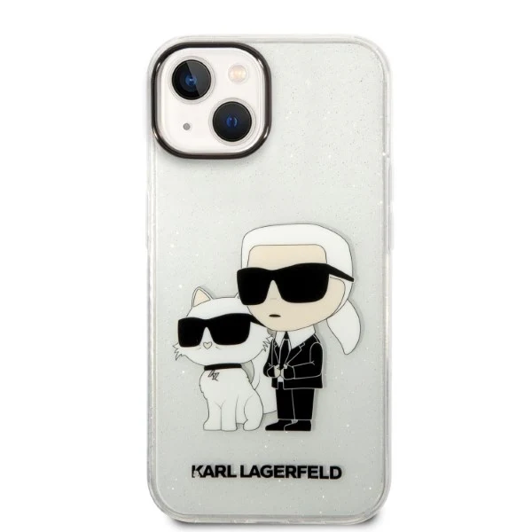 Case for Apple iPhone 14 Plus, Karl Lagerfeld, Glitter Karl & Choupette, Transparent - Image 3
