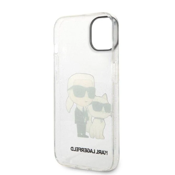Case for Apple iPhone 14 Plus, Karl Lagerfeld, Glitter Karl & Choupette, Transparent - Image 4