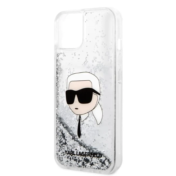 Case for Apple iPhone 14 Plus, Karl Lagerfeld, Glitter Karl's Head, Silver - Image 2