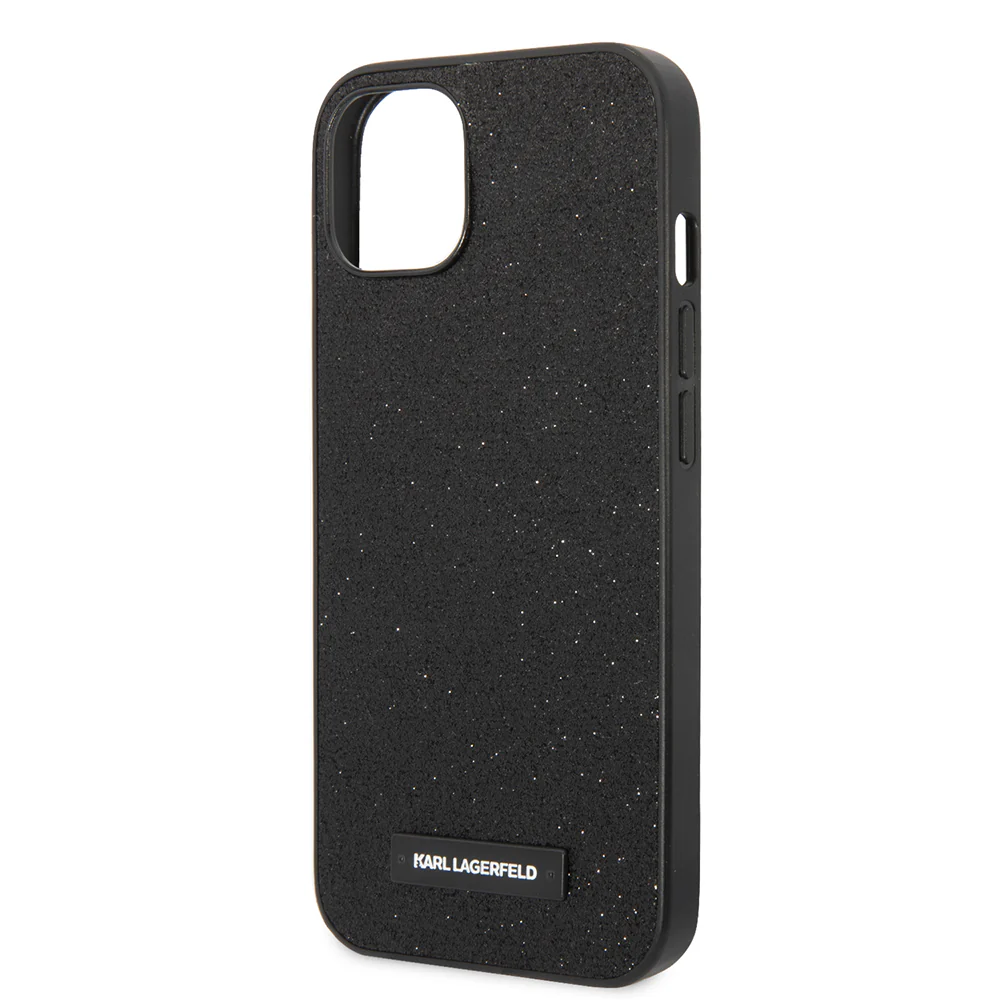Case for Apple iPhone 14 Plus, Karl Lagerfeld, Glitter Plaque Logo, Black - Image 2