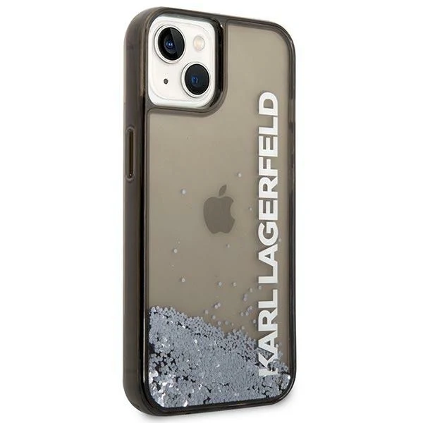 Case for Apple iPhone 14 Plus, Karl Lagerfeld, Liquid Glitter KL Logo, Black - Image 5