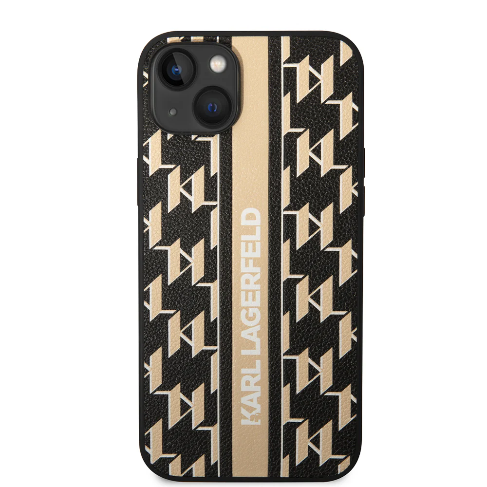 Case for Apple iPhone 14 Plus, Karl Lagerfeld, Monogram Stripe, Brown - Image 3