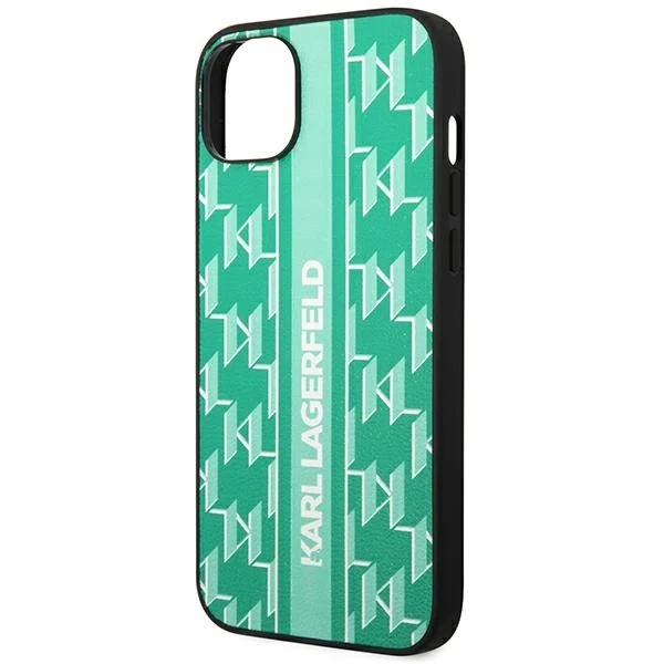 Case for Apple iPhone 14 Plus, Karl Lagerfeld, Monogram Stripe, Green - Image 2