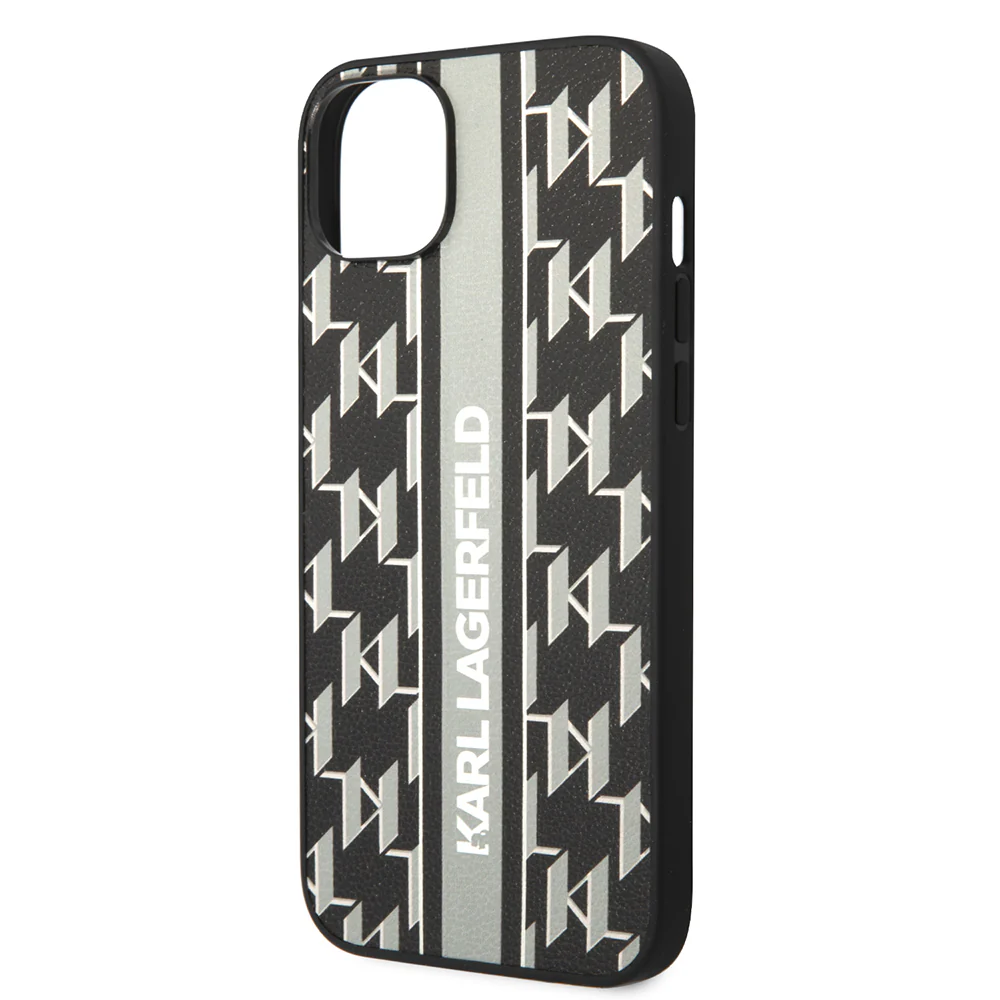 Case for Apple iPhone 14 Plus, Karl Lagerfeld, Monogram Stripe, Grey - Image 2