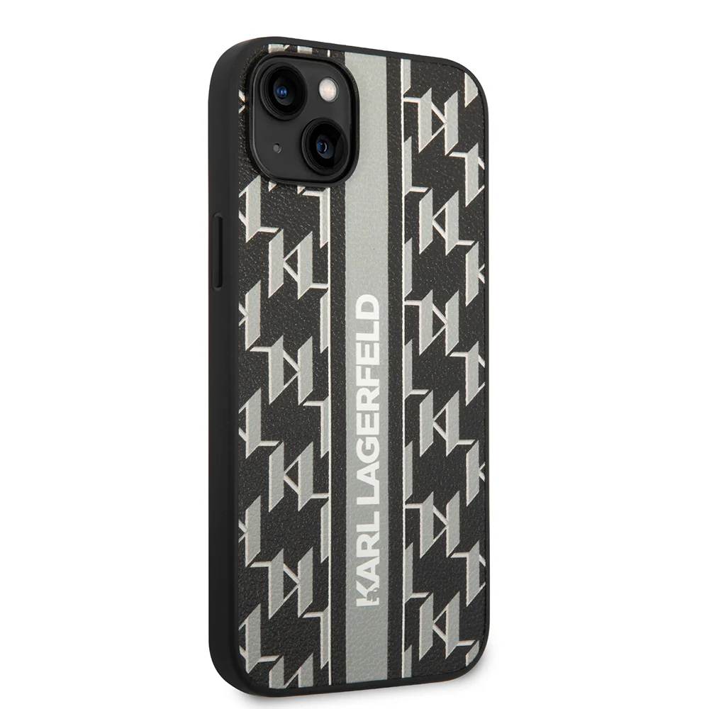 Case for Apple iPhone 14 Plus, Karl Lagerfeld, Monogram Stripe, Grey - Image 7