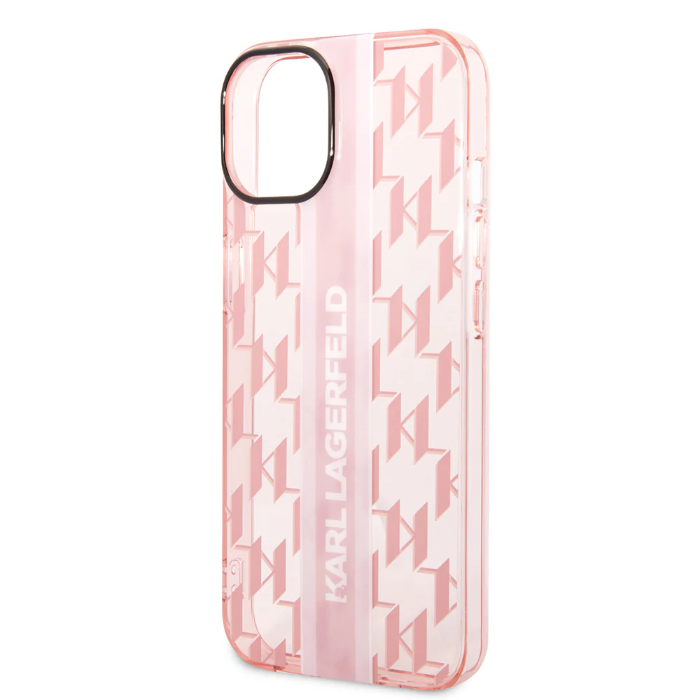 Case for Apple iPhone 14 Plus, Karl Lagerfeld, Monogram Stripe, Pink - Image 2