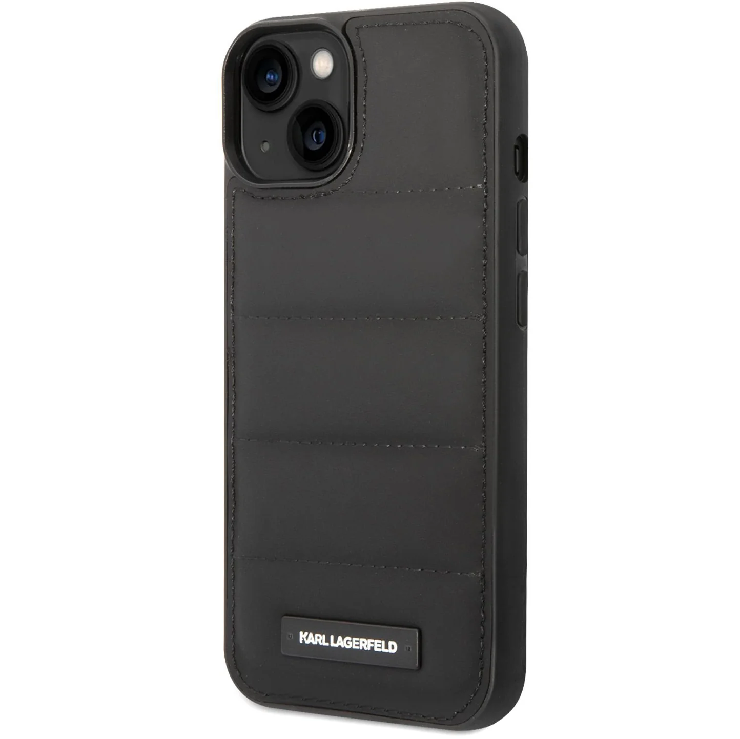 Case for Apple iPhone 14 Plus, Karl Lagerfeld, Quilted Puffy Metal Logo, Black