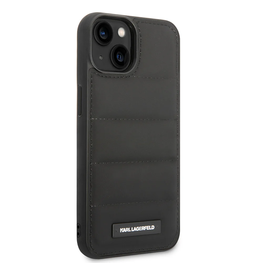 Case for Apple iPhone 14 Plus, Karl Lagerfeld, Quilted Puffy Metal Logo, Black - Image 11