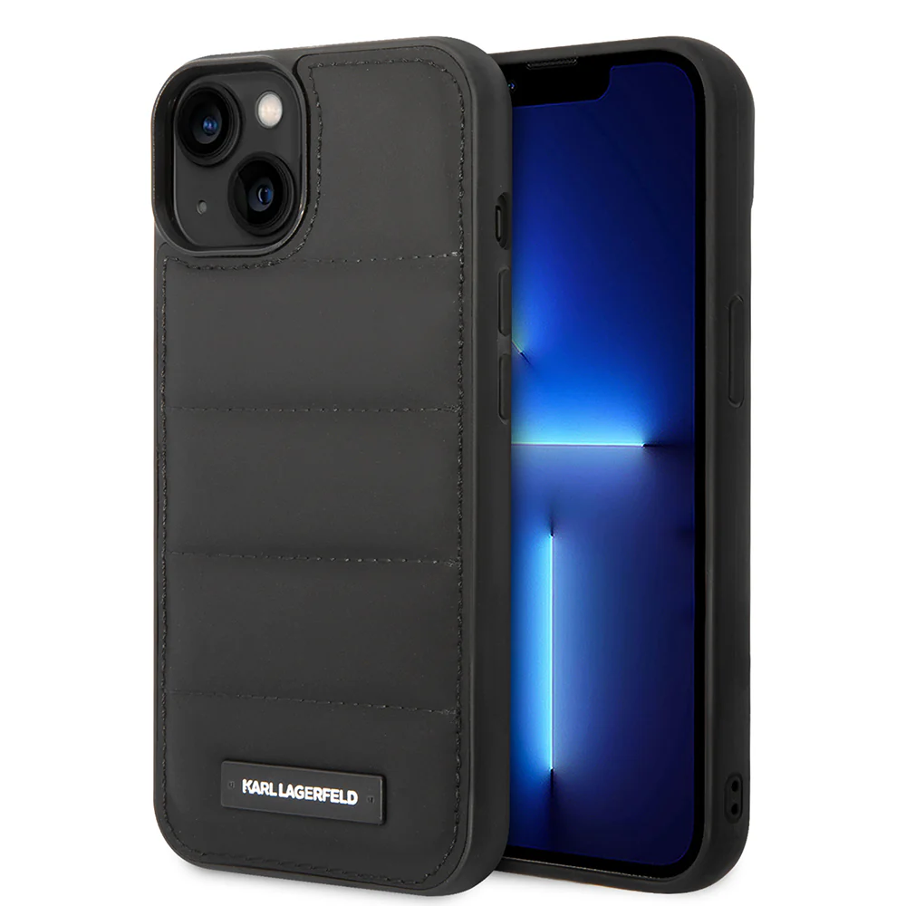 Case for Apple iPhone 14 Plus, Karl Lagerfeld, Quilted Puffy Metal Logo, Black - Image 5