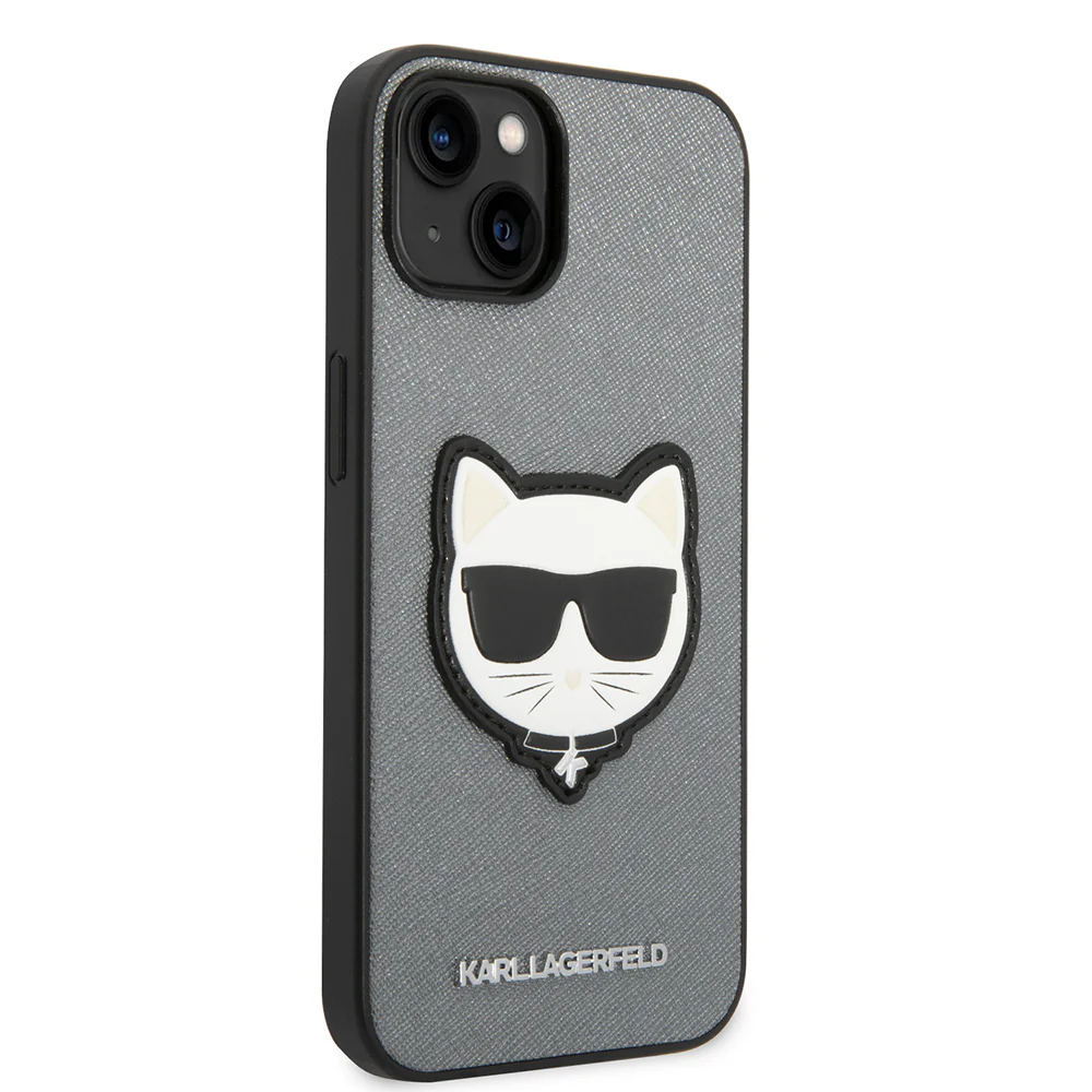 Case for Apple iPhone 14 Plus, Karl Lagerfeld, Saffiano Choupette's Head, Silver - Image 7
