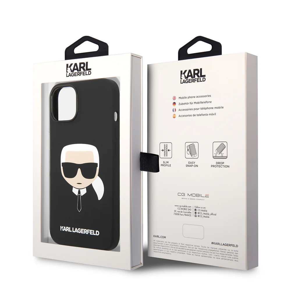 Case for Apple iPhone 14 Plus, Karl Lagerfeld, Silicone Karl's Head, Black - Image 12
