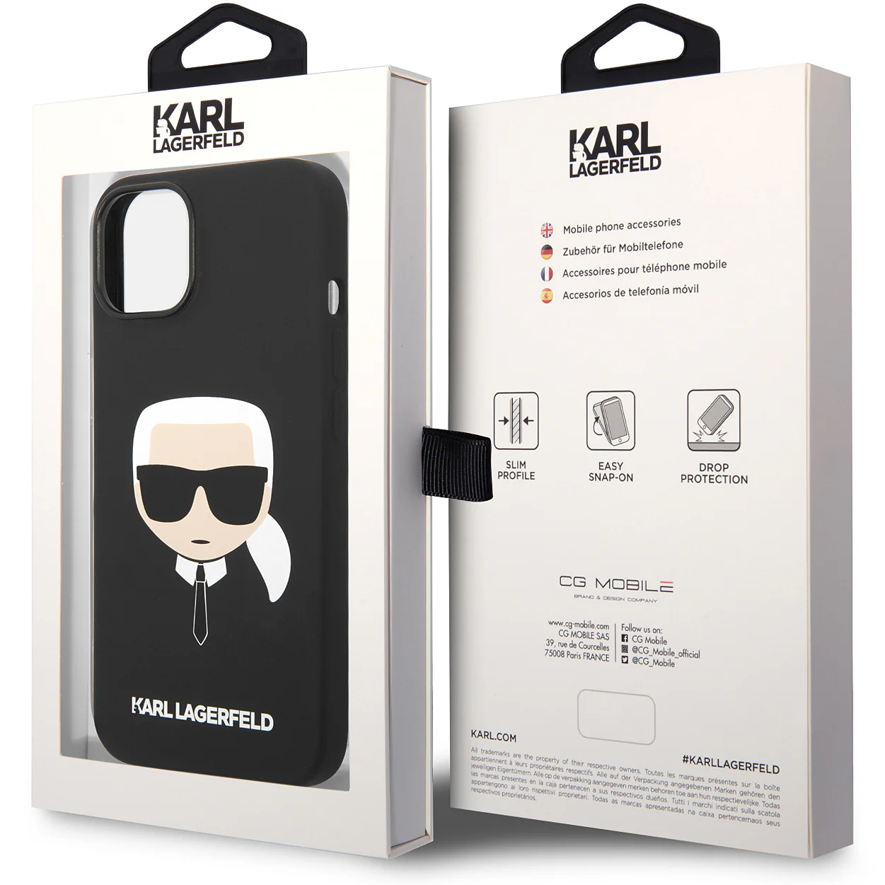 Case for Apple iPhone 14 Plus, Karl Lagerfeld, Silicone Karl's Head, Black - Image 4