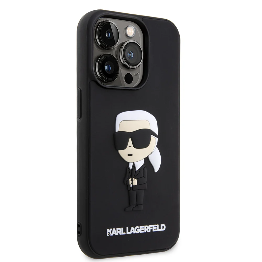 Case for Apple iPhone 14 Pro, Karl Lagerfeld, 3D Rubber Ikonik Karl, Black - Image 3