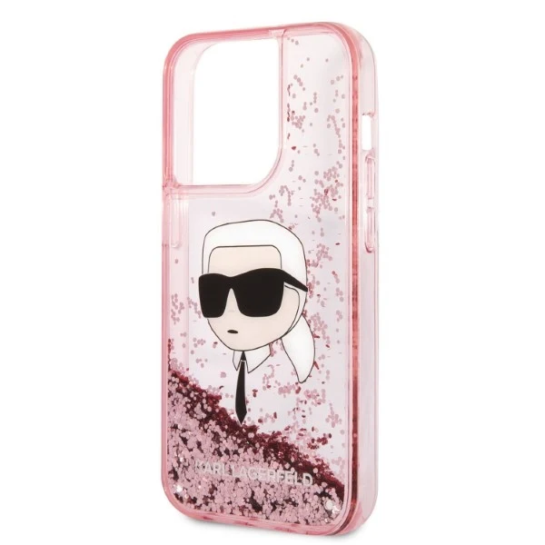 Case for Apple iPhone 14 Pro, Karl Lagerfeld, Glitter Karl's Head, Pink - Image 2