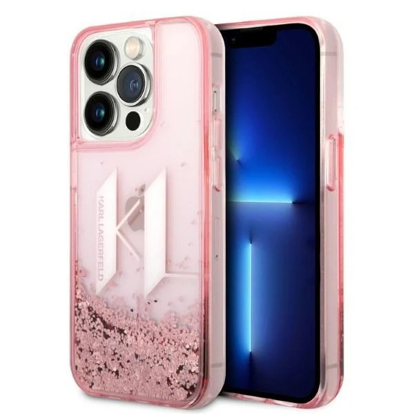 Case for Apple iPhone 14 Pro, Karl Lagerfeld, Glitter Liquid Big KL, Pink