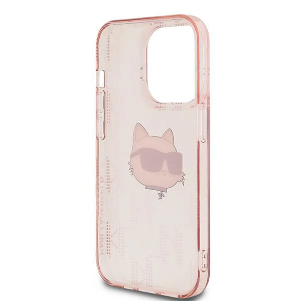 Case for Apple iPhone 14 Pro, Karl Lagerfeld, IML Luxury Monogram Choupette's Head, Pink - Image 7