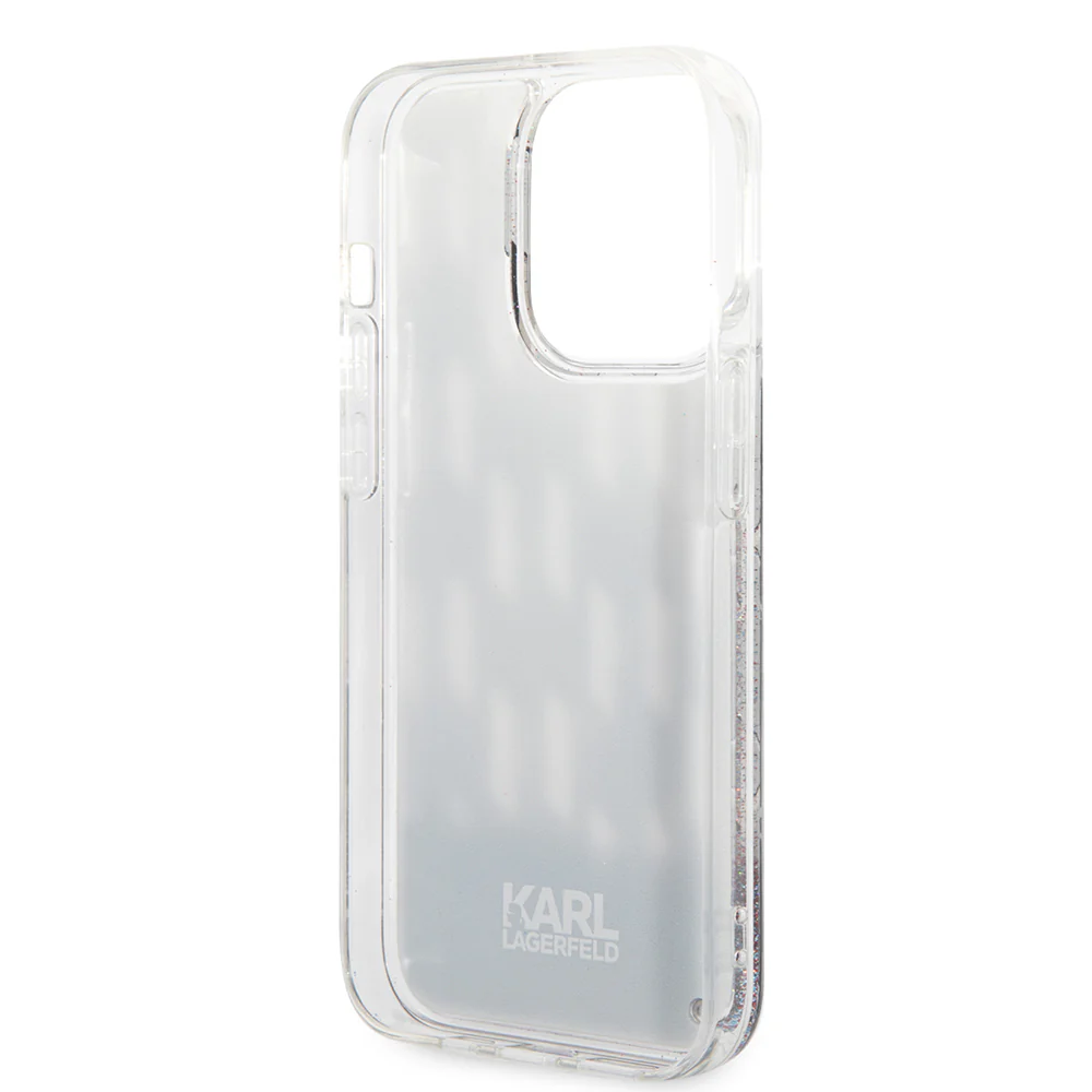 Case for Apple iPhone 14 Pro, Karl Lagerfeld, Liquid Glitter Monogram, Black - Image 4
