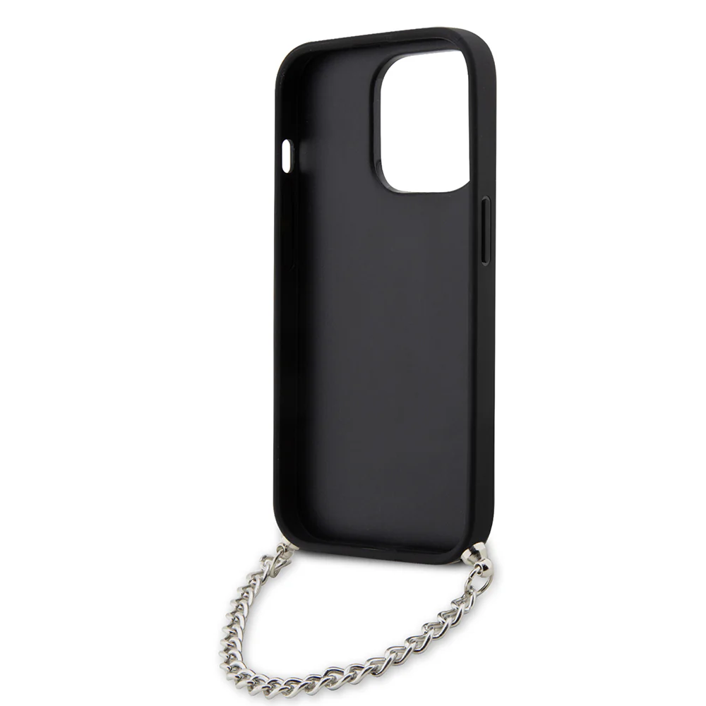 Case for Apple iPhone 14 Pro, Karl Lagerfeld, Saffiano Monogram Chain, Black - Image 4