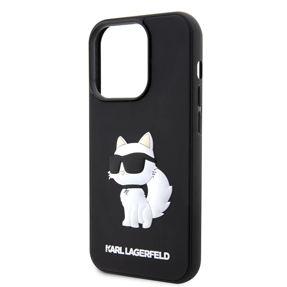 Case for Apple iPhone 14 Pro Max, Karl Lagerfeld, 3D Rubber Choupette, Black - Image 2