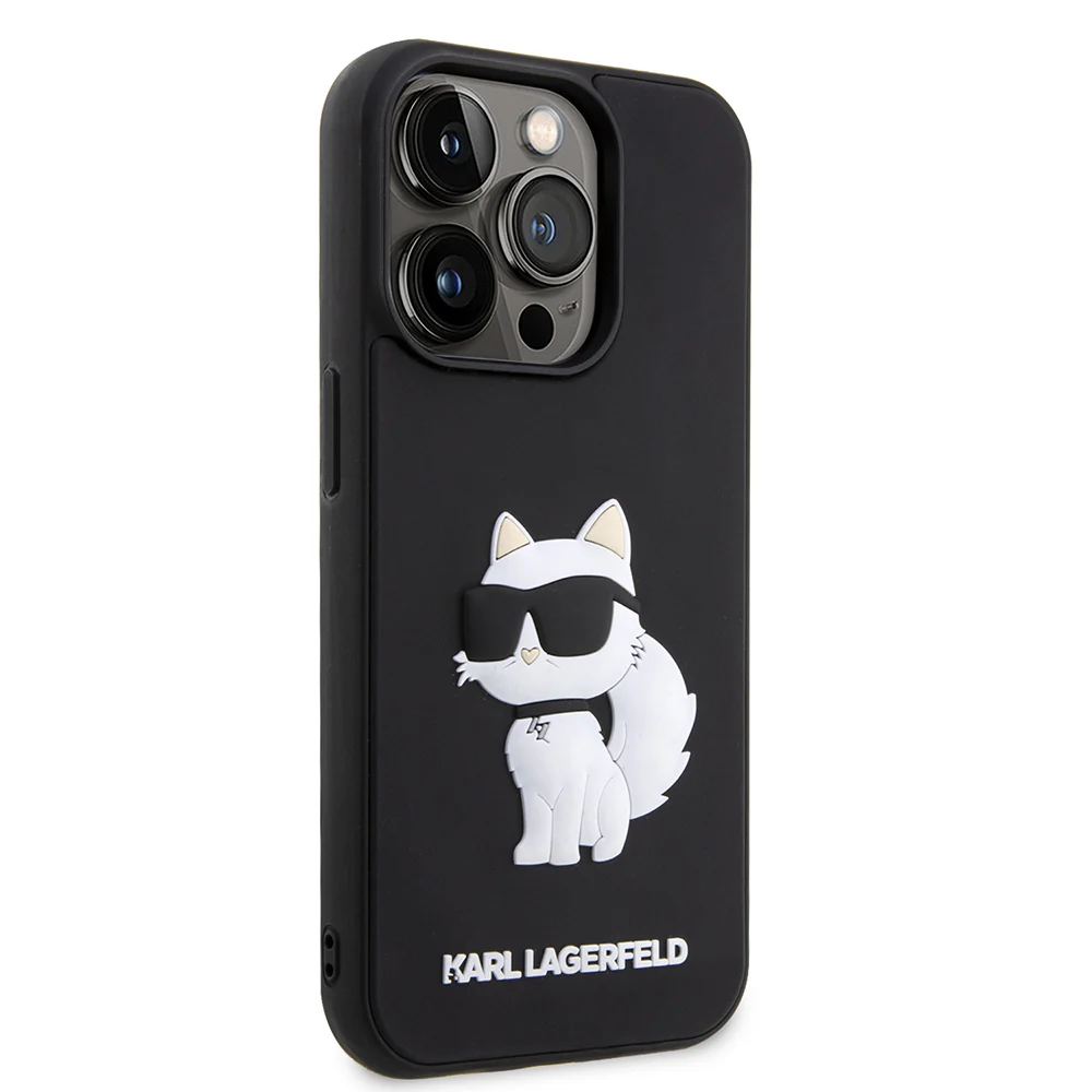 Case for Apple iPhone 14 Pro Max, Karl Lagerfeld, 3D Rubber Choupette, Black - Image 5