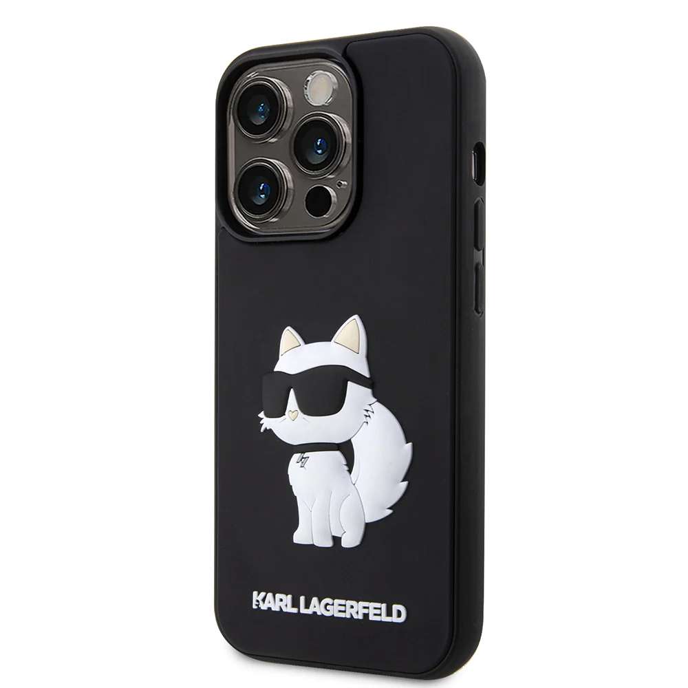 Case for Apple iPhone 14 Pro Max, Karl Lagerfeld, 3D Rubber Choupette, Black - Image 7