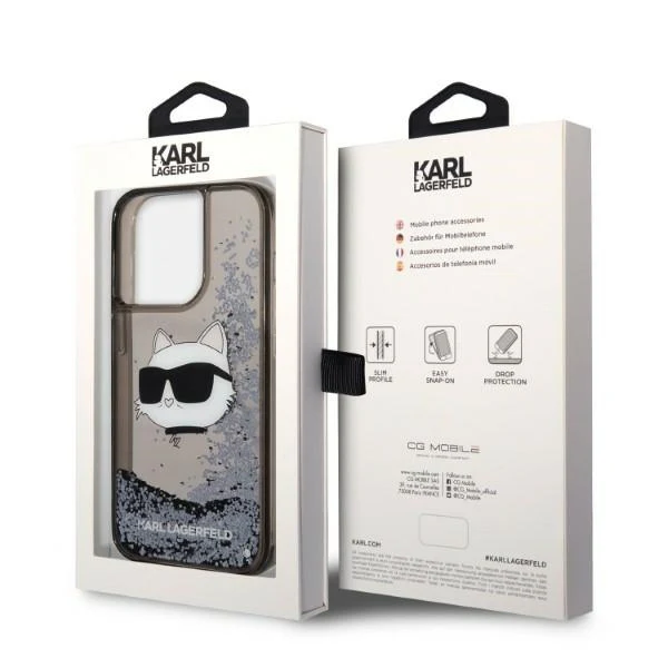 Case for Apple iPhone 14 Pro Max, Karl Lagerfeld, Glitter Choupette's Head, Black - Image 8