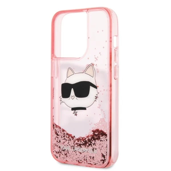 Case for Apple iPhone 14 Pro Max, Karl Lagerfeld, Glitter Choupette's Head, Pink - Image 3