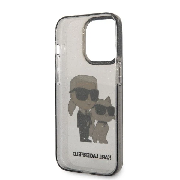 Case for Apple iPhone 14 Pro Max, Karl Lagerfeld, Glitter Karl & Choupette, Black - Image 4