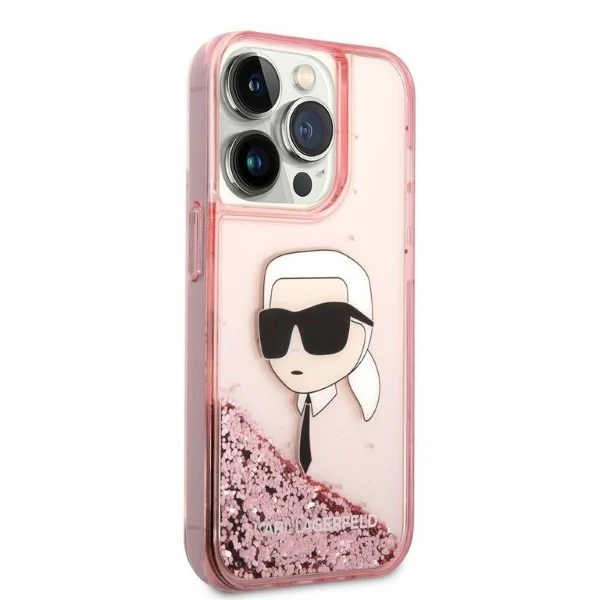 Case for Apple iPhone 14 Pro Max, Karl Lagerfeld, Glitter Karl's Head, Pink - Image 7
