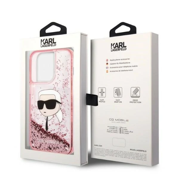 Case for Apple iPhone 14 Pro Max, Karl Lagerfeld, Glitter Karl's Head, Pink - Image 8