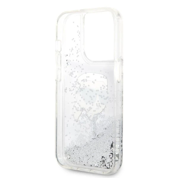 Case for Apple iPhone 14 Pro Max, Karl Lagerfeld, Glitter Karl's Head, Silver - Image 4