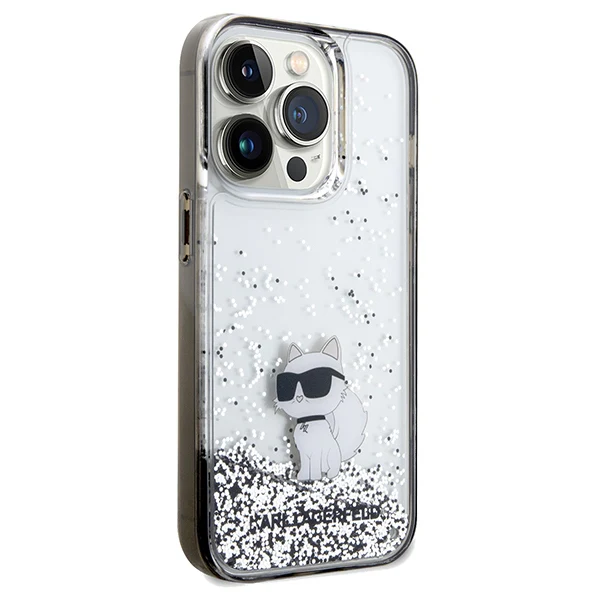 Case for Apple iPhone 14 Pro Max, Karl Lagerfeld, Liquid Glitter Choupette, Transparent - Image 7