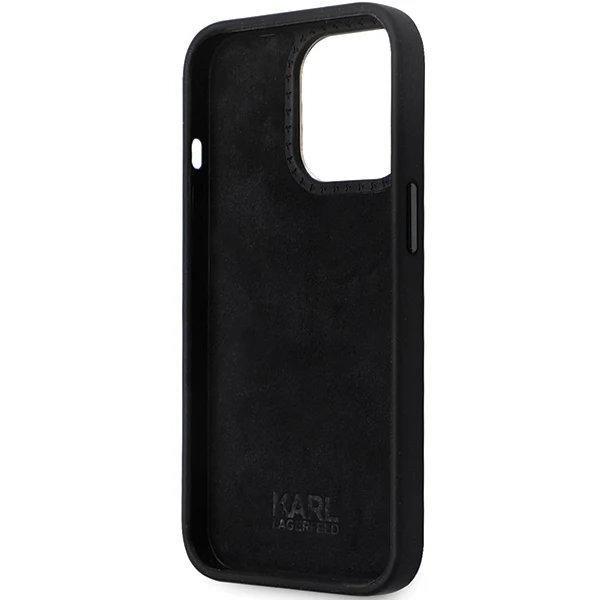 Case for Apple iPhone 14 Pro Max, Karl Lagerfeld, Silicone Choupette Metal, Black - Image 4