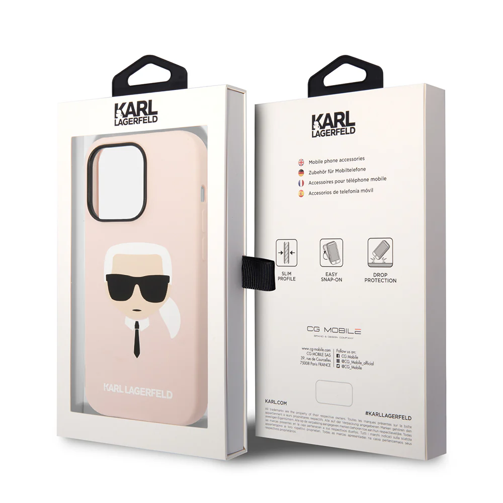 Case for Apple iPhone 14 Pro Max, Karl Lagerfeld, Silicone Karl's Head, Pink - Image 10