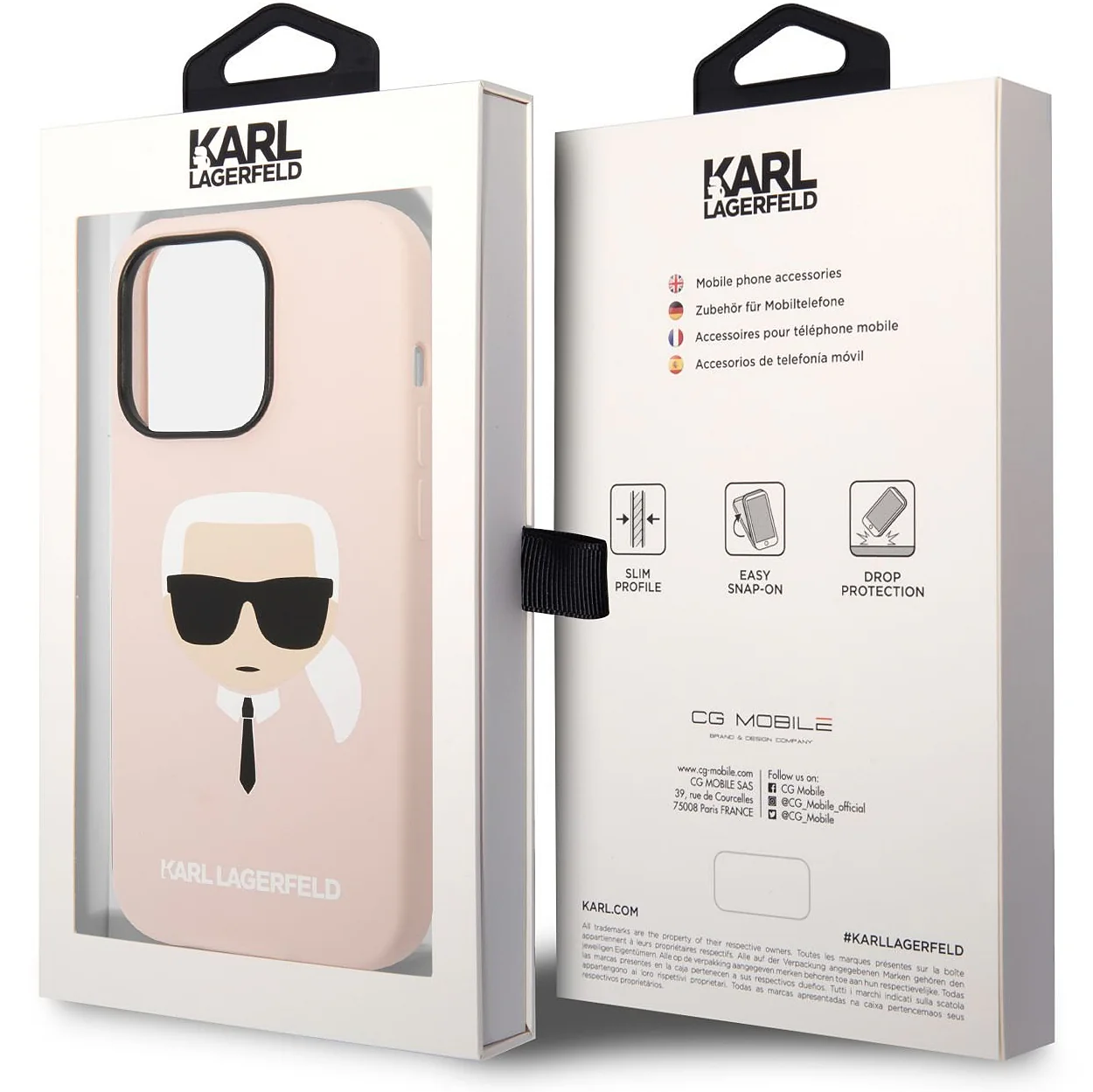 Case for Apple iPhone 14 Pro Max, Karl Lagerfeld, Silicone Karl's Head, Pink - Image 3