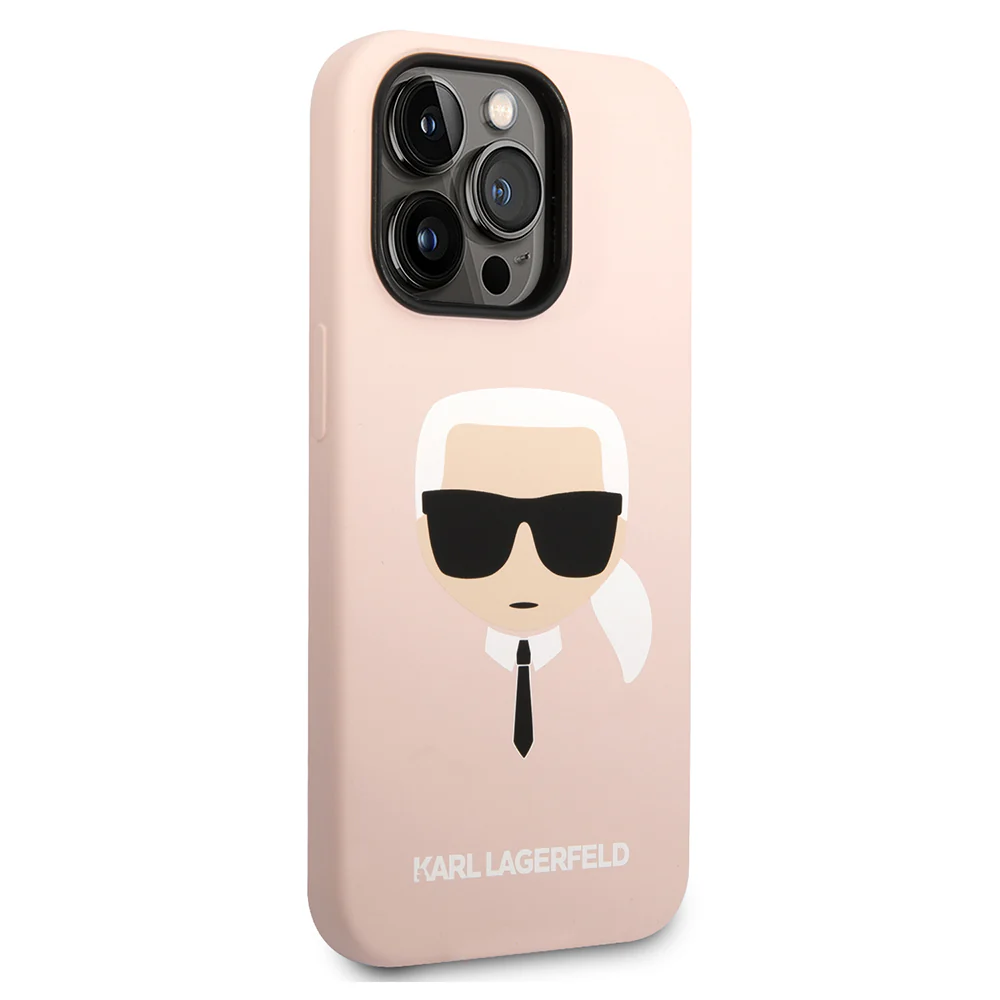 Case for Apple iPhone 14 Pro Max, Karl Lagerfeld, Silicone Karl's Head, Pink - Image 8