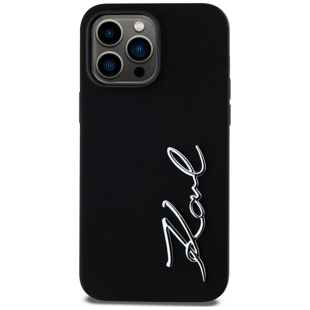 Case for Apple iPhone 14 Pro Max, Karl Lagerfeld, Silicone Script, Black - Image 3