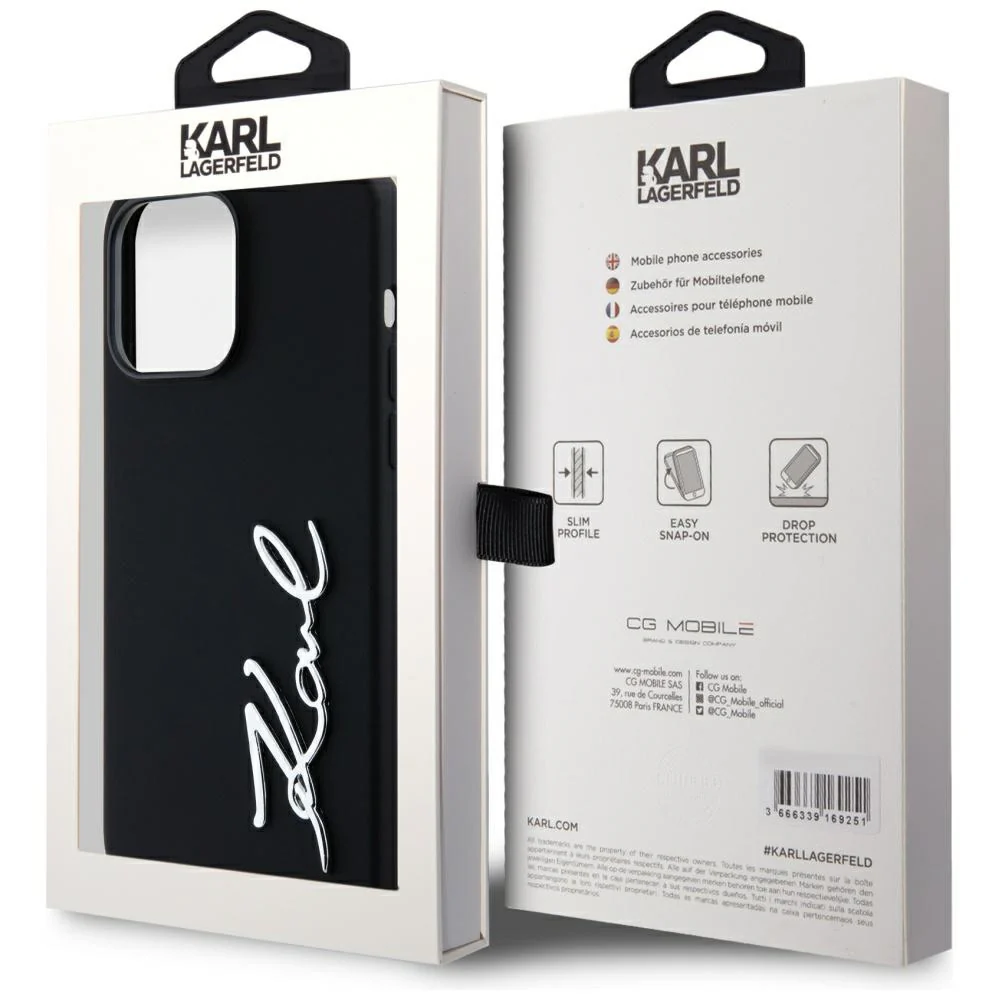 Case for Apple iPhone 14 Pro Max, Karl Lagerfeld, Silicone Script, Black - Image 7